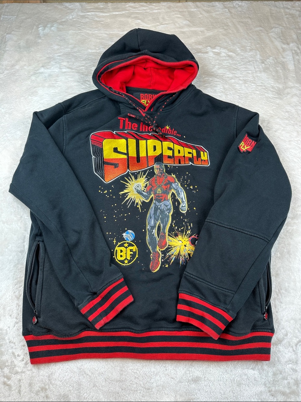 Superfly Size XXL Graphic Hooded Sweatshirt - Black & Red